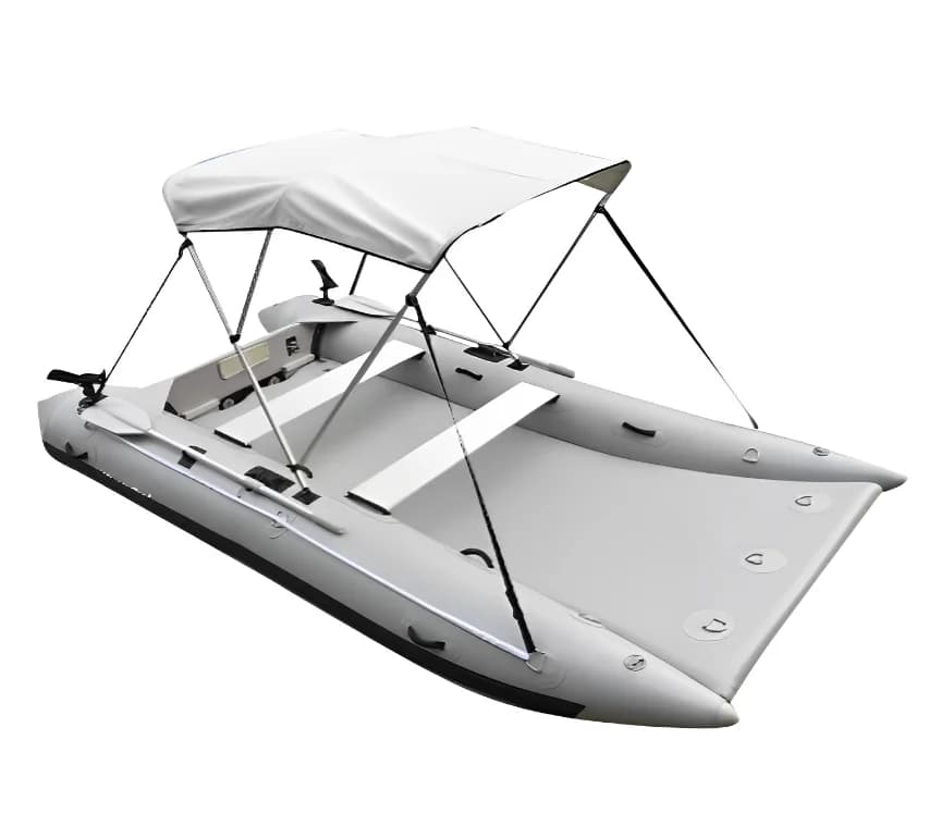 Direct sales 330 cm 4 person inflatable catamaran fishing boat high speed catamaran canopy sailing boat - Image 5