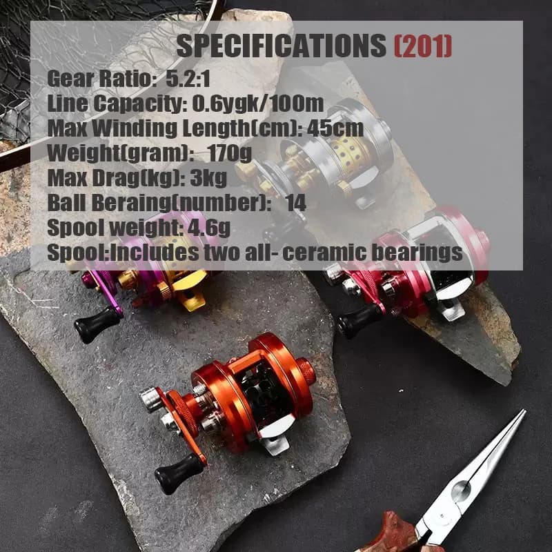 GANGTU 201C mini Stream Drum Reel Tease Trout 5.2:1 170g 14 Ball Bearing Including Two All-ceramic Bearings With Brass Gear - Image 3