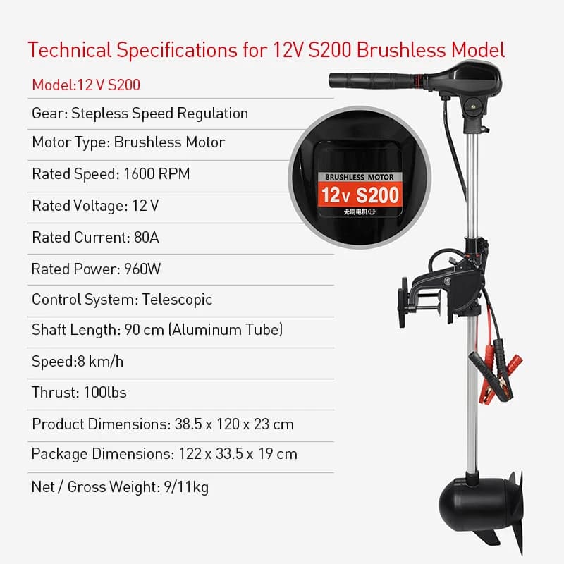 Professional Brushless DC12V Electric Outboard Motor Stepless Speed Control Inflatable Kayak Fishing Boat Engine Sea 8km/h - Image 3
