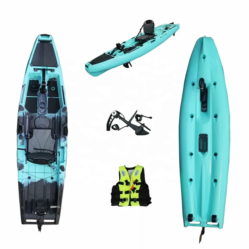 Outdoor Pedal Drive Fishing Kayak With Aluminum Hull Sailing Foot Propeller - Image 4