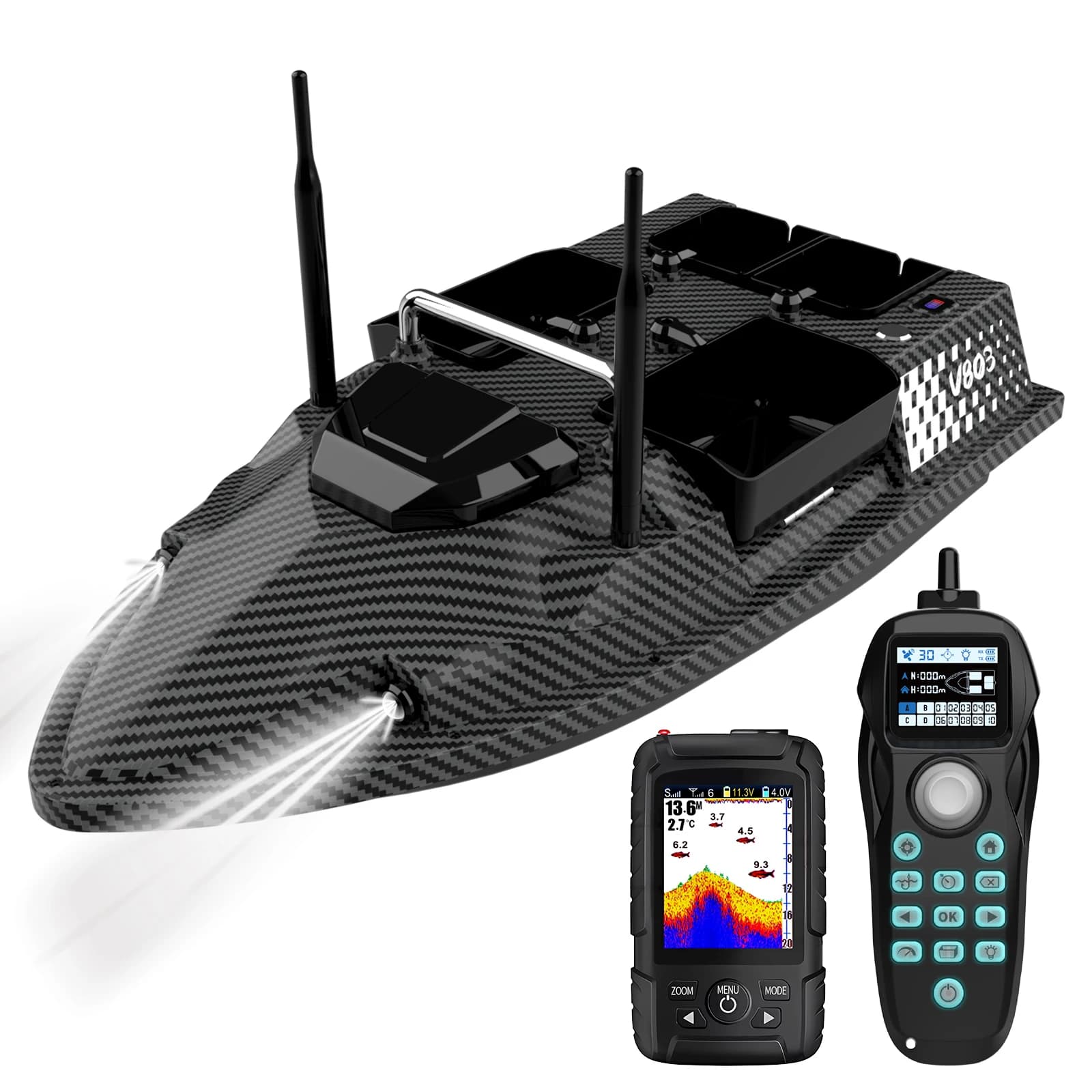 New V803 Pro 500m Built-in Sonar Fish Finder GPS 3KG Loading Capacity Remote Control Carp Fishing Bait Boat - Image 2