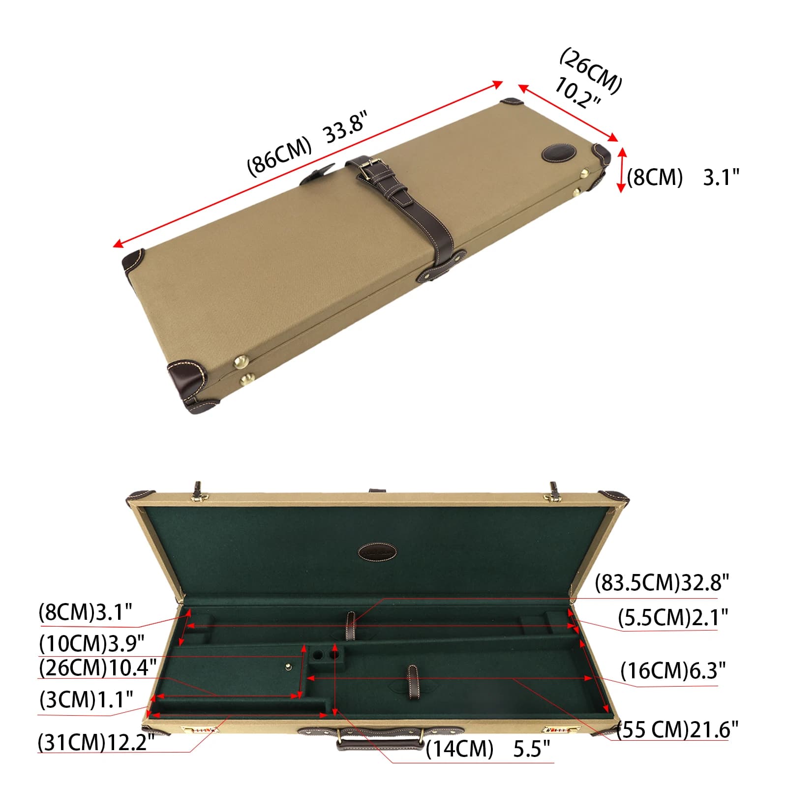 Tourbon Vintage Universal Gun Hard Case Bag Canvas & Leather Slip Shotguns Storage Rifle Carrier with Lock Hunting Accessories - Image 4