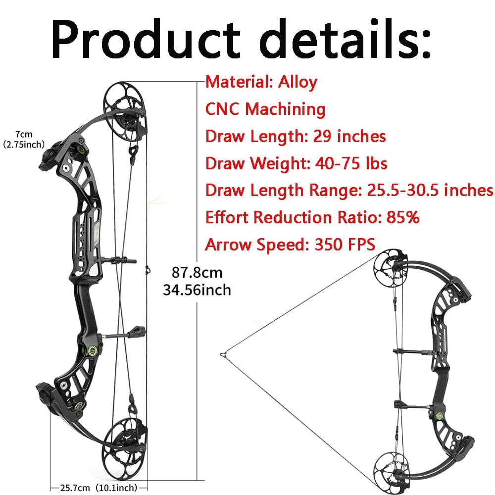 40-75 lbs Archery Compound Bow CNC Alloy 350 fps Left/Right Hand Hunting Target Competition Entertainment Shooting Bow - Image 2