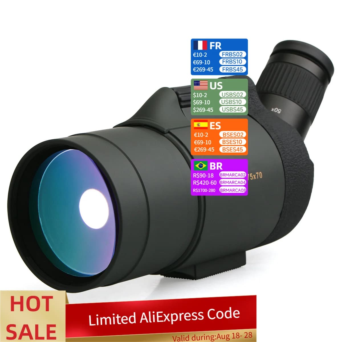 High Quality BAK4 Prism 20-60x60 20-60x65 25-75x70 Spotting Scope for Hunting With Tripod - Image 1