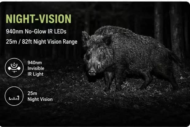 Solar Wildlife 50MP 4K Video Trail Camera with Night Vision 0.3s Motion Activated Waterproof for Outdoor Hunting Garden Monitori - Image 4