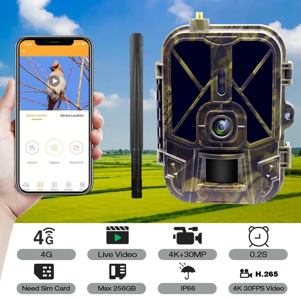4K Live Stream Trail Camera 4G 30MP APP Clould Service Hunting Cameras 8000Mah Li-Battery Night Vision Photo Traps HC940PROLI - Image 1