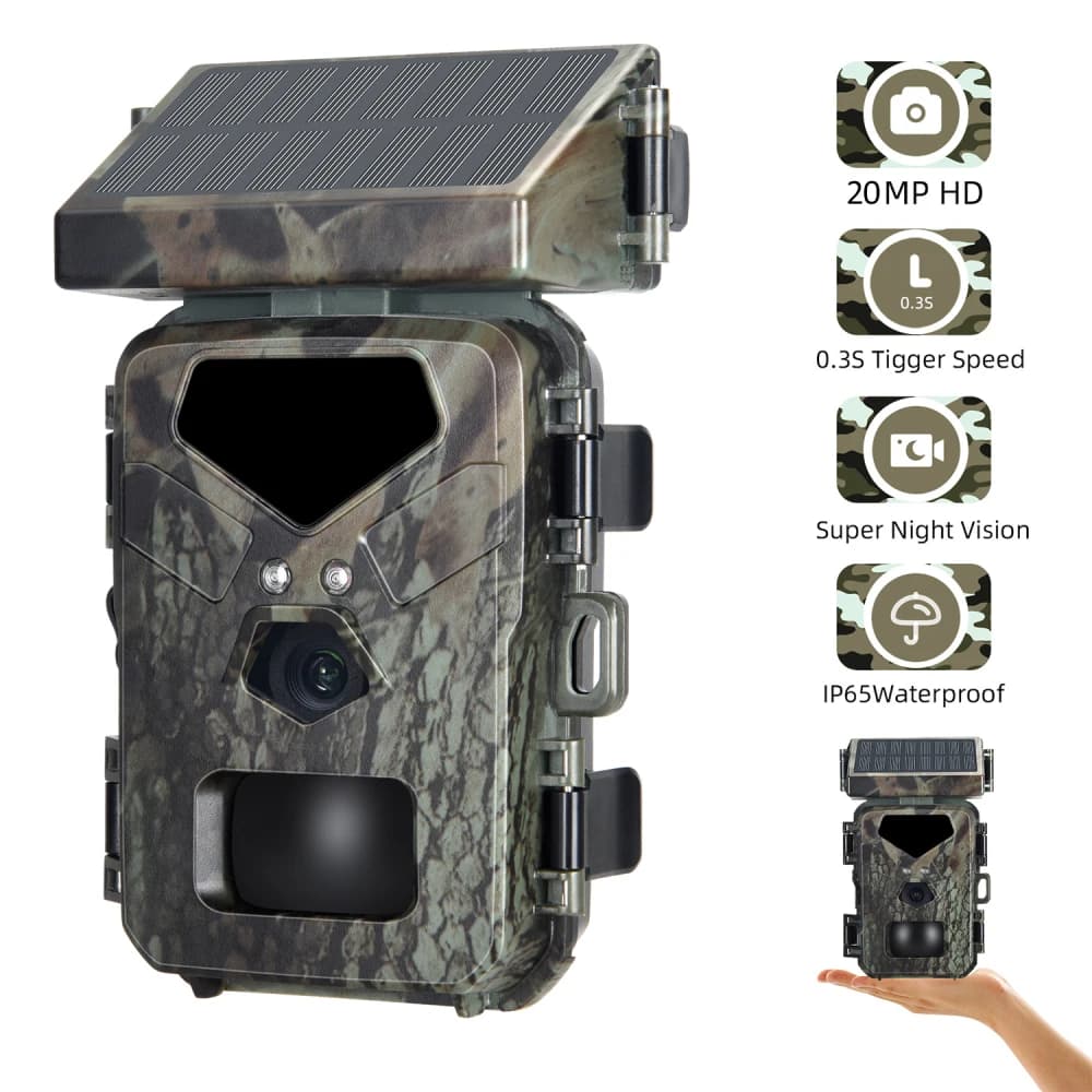 20MP HD 1080P Wildlife Solar Endurance Camera Trail Camera Night Vision 0.2s Motion Activated Waterproof Garden Wildlife Trap - Image 1