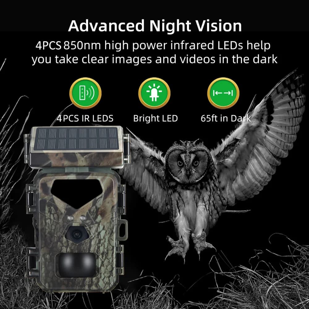 20MP HD 1080P Wildlife Solar Endurance Camera Trail Camera Night Vision 0.2s Motion Activated Waterproof Garden Wildlife Trap - Image 2