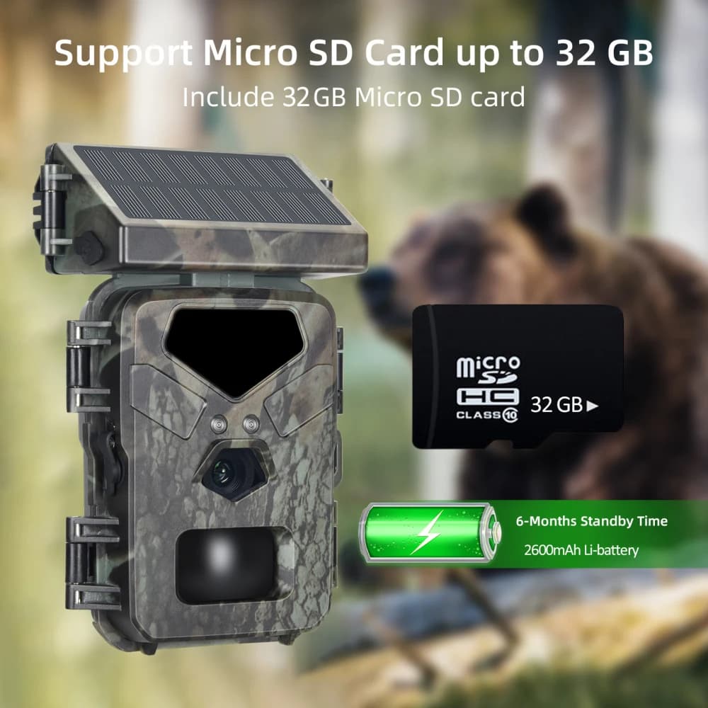 20MP HD 1080P Wildlife Solar Endurance Camera Trail Camera Night Vision 0.2s Motion Activated Waterproof Garden Wildlife Trap - Image 6