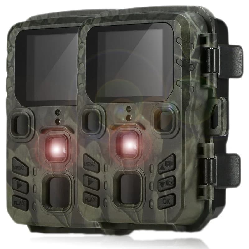 2-Pack Outdoor Mini Hunting Camera 20MP 1080P Wild Trail Infrared Night Vision Outdoor Motion Activated Scouting Photo Trap - Image 1