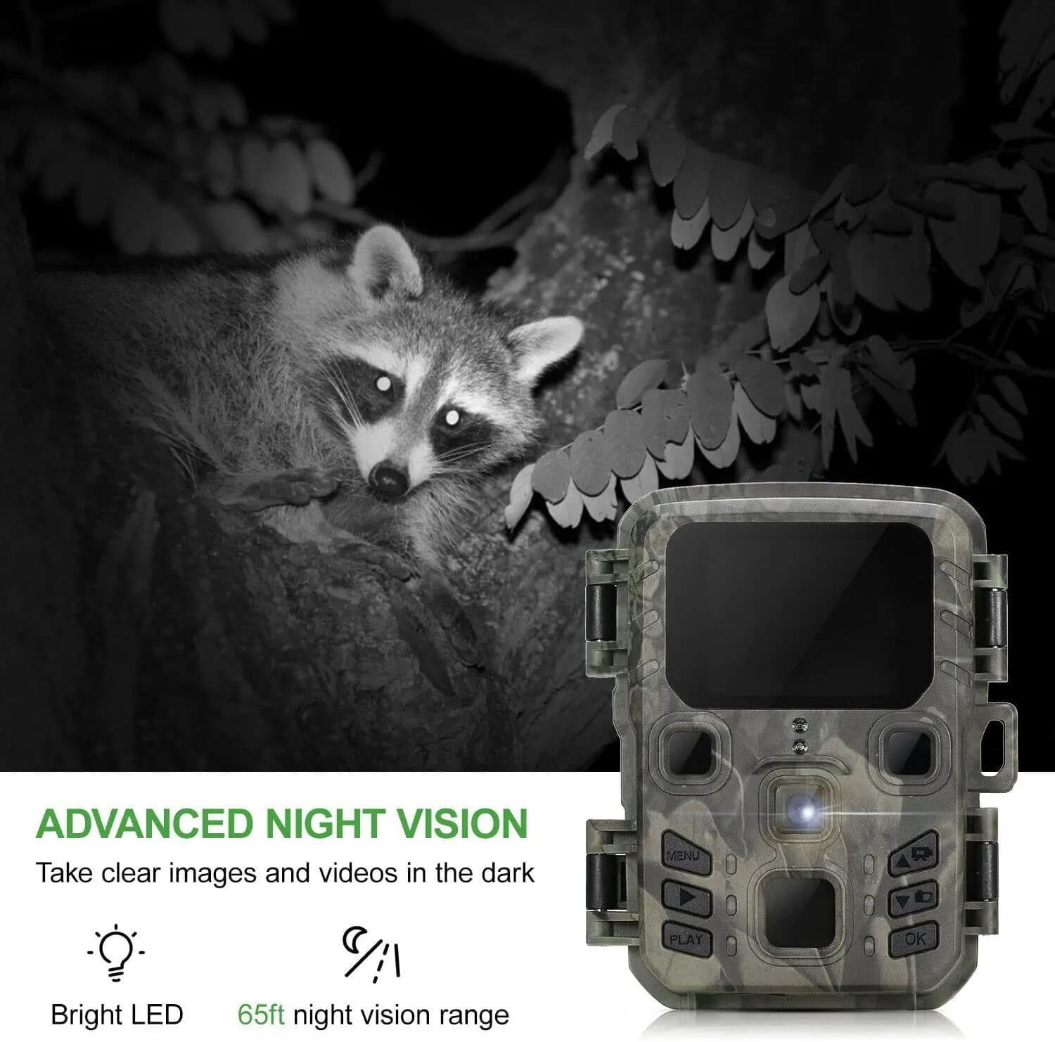 2-Pack Outdoor Mini Hunting Camera 20MP 1080P Wild Trail Infrared Night Vision Outdoor Motion Activated Scouting Photo Trap - Image 3