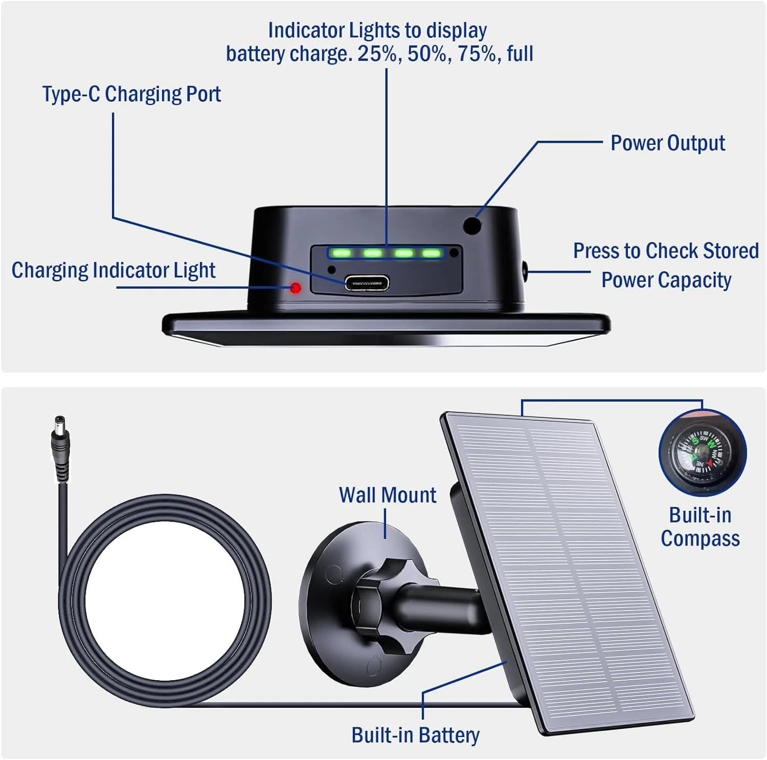6V 12V Solar Battery Charger Kit For Hunting Camera 5V USB-C Solar Power Bank 5200mah 2W Waterproof Solar Panel Battery Charger - Image 3