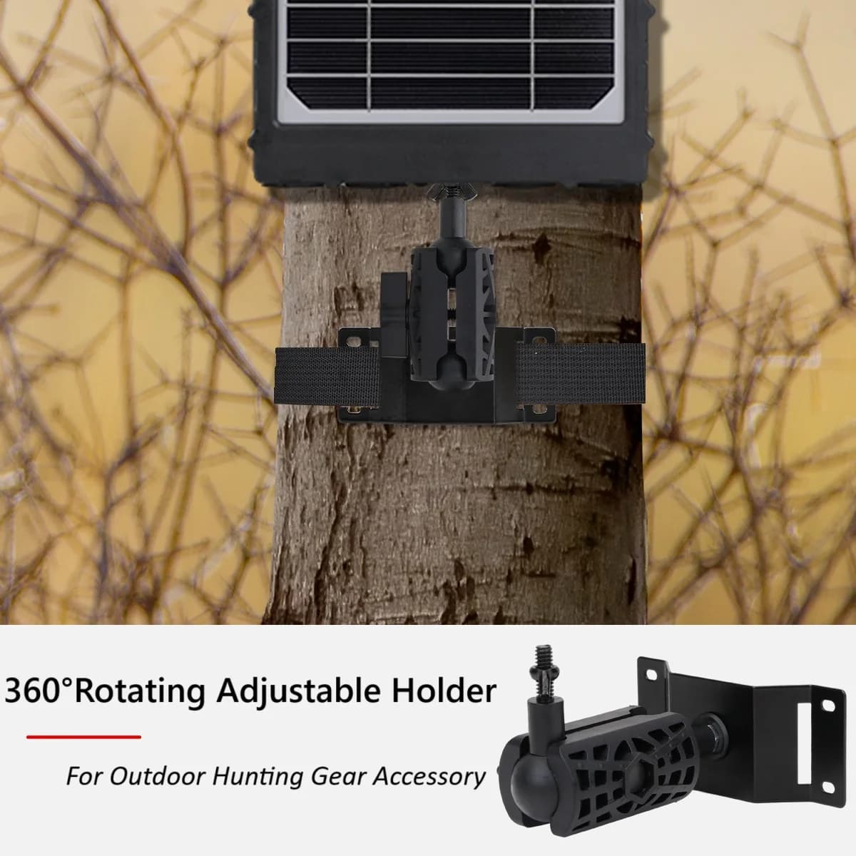 CS16 Trail Camera Mounting Bracket with 1/4" Threaded Insert Double Ball Head 360°Rotating Adjustable Holder for Outdoor Hunting - Image 4