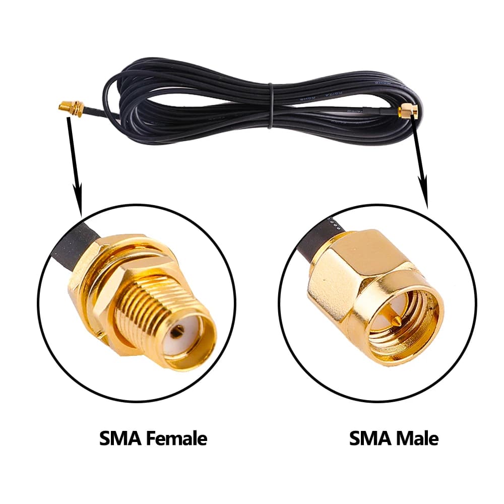 5M 3M Trail Cameras Extension Cable SMA Male Plug Female Jack Straight Right Angle Pigtail Adapter RG174 Coaxial WiFi Antenna - Image 1