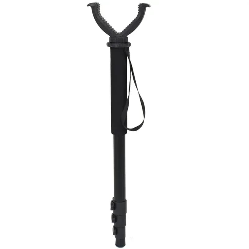 Aluminum Hunting Shooting Accessory V Shaped Rotating Yoke Monopod Telescopic Shooting Stick Hunting Stick with Shoulder Strap - Image 1