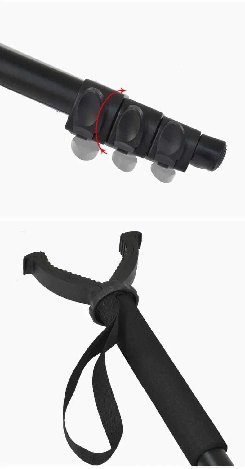 Aluminum Hunting Shooting Accessory V Shaped Rotating Yoke Monopod Telescopic Shooting Stick Hunting Stick with Shoulder Strap - Image 5