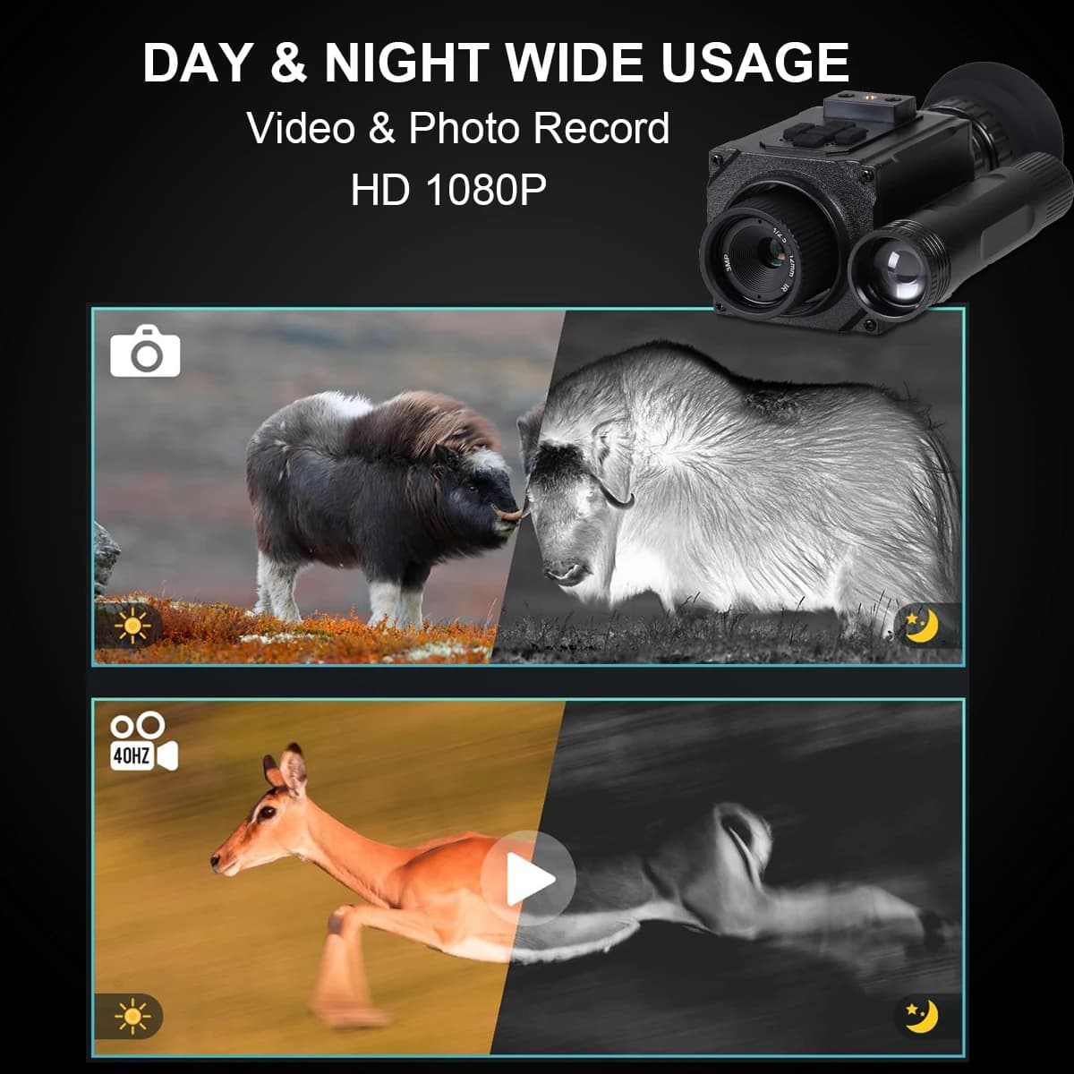 Digital Night Vision Monocular Headwear/Helmet NVG Mounted 5X Zoom Infrared Hunting Camera HD 1080P Night Vision Goggles NK006 - Image 6