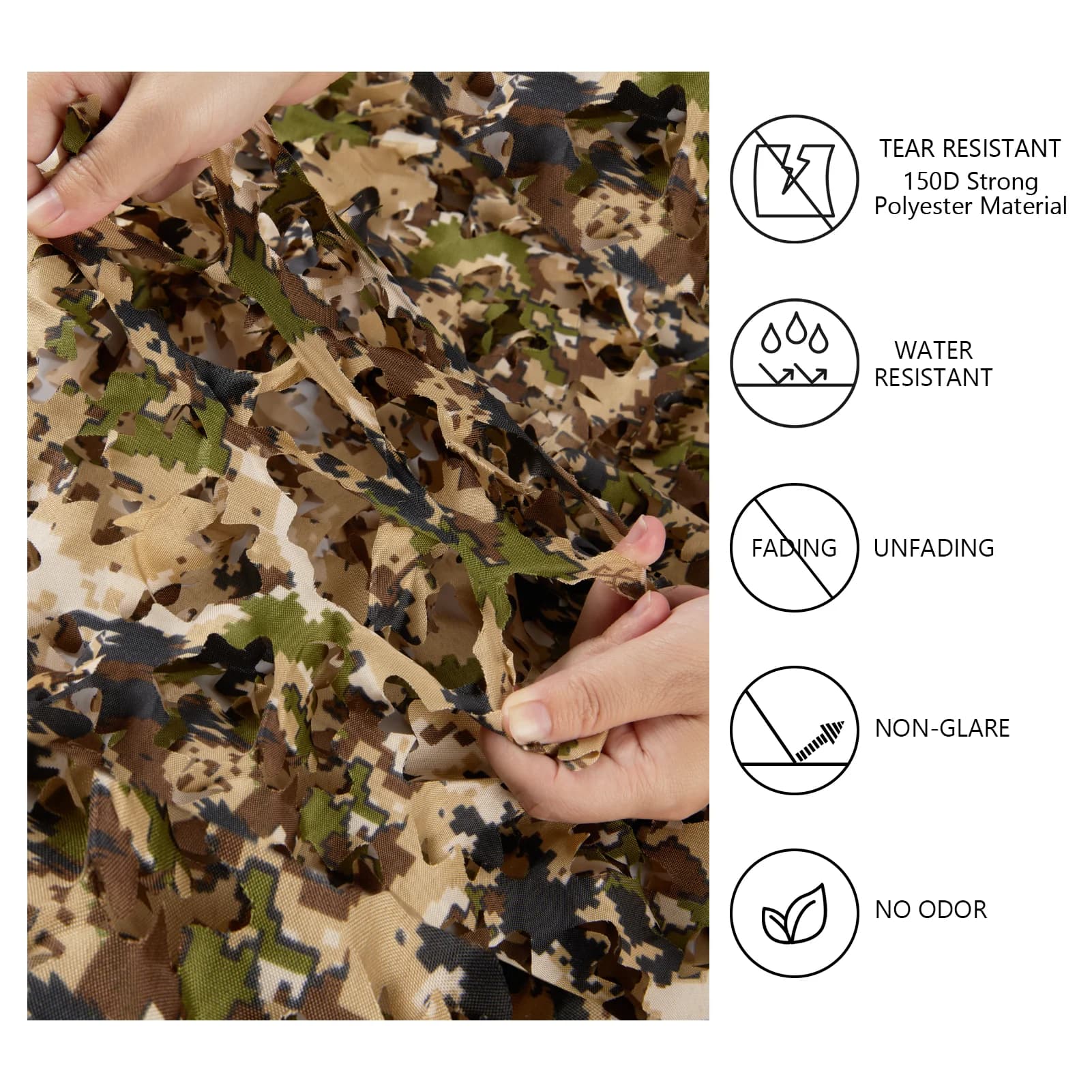 BASSDASH Camo Netting Camouflage Mesh Water Resistant for Hunting Blind Party Decoration Sunshade Shooting Tree Stand Cover - Image 2