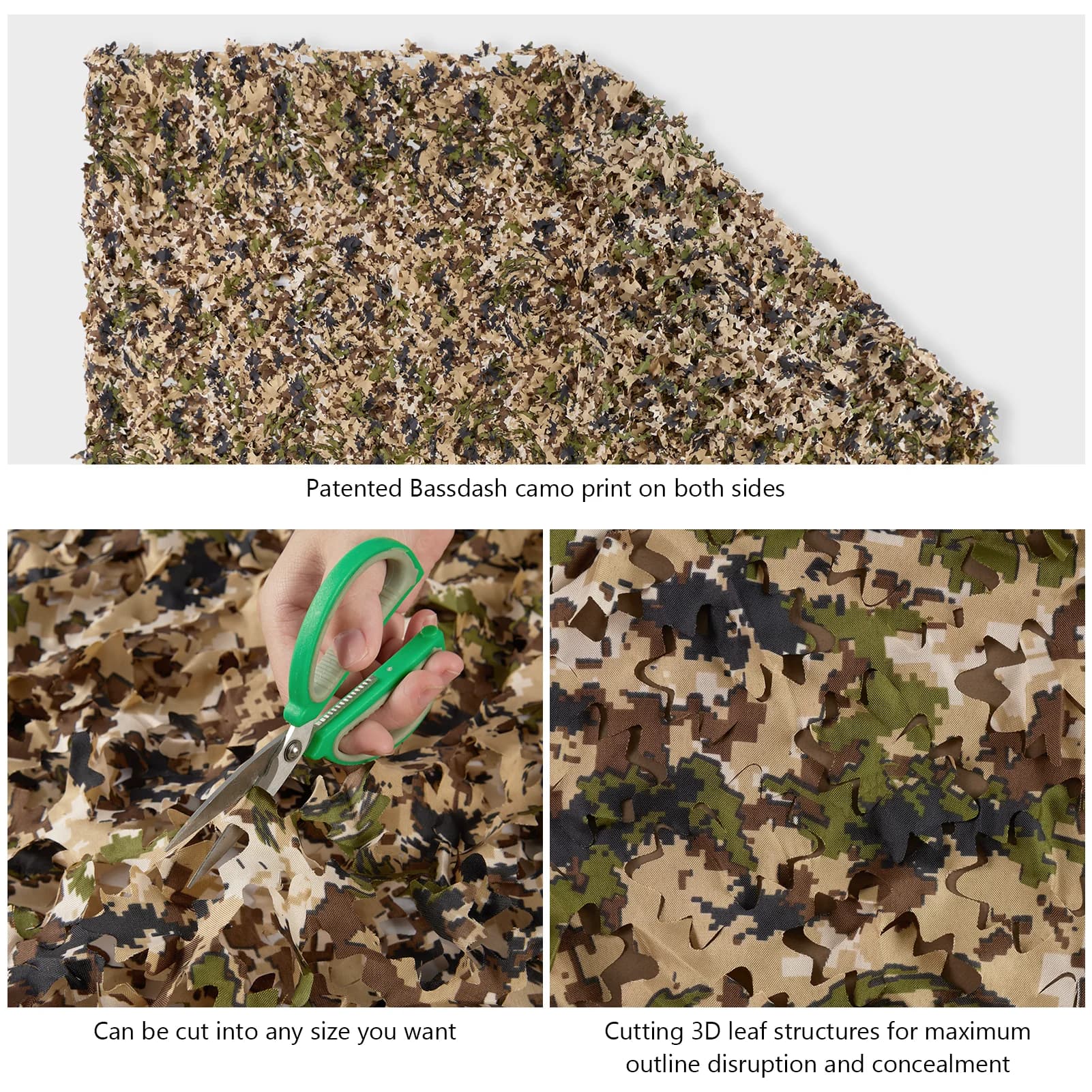 BASSDASH Camo Netting Camouflage Mesh Water Resistant for Hunting Blind Party Decoration Sunshade Shooting Tree Stand Cover - Image 3