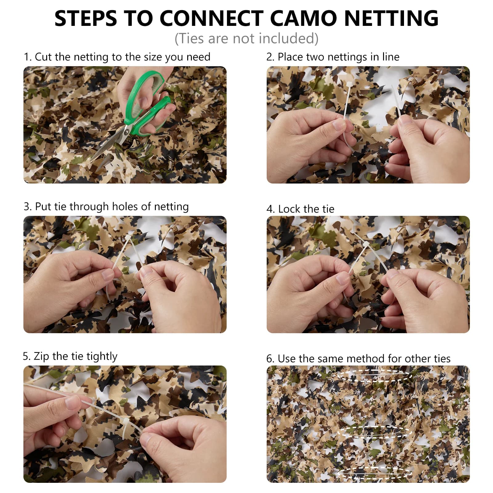 BASSDASH Camo Netting Camouflage Mesh Water Resistant for Hunting Blind Party Decoration Sunshade Shooting Tree Stand Cover - Image 5