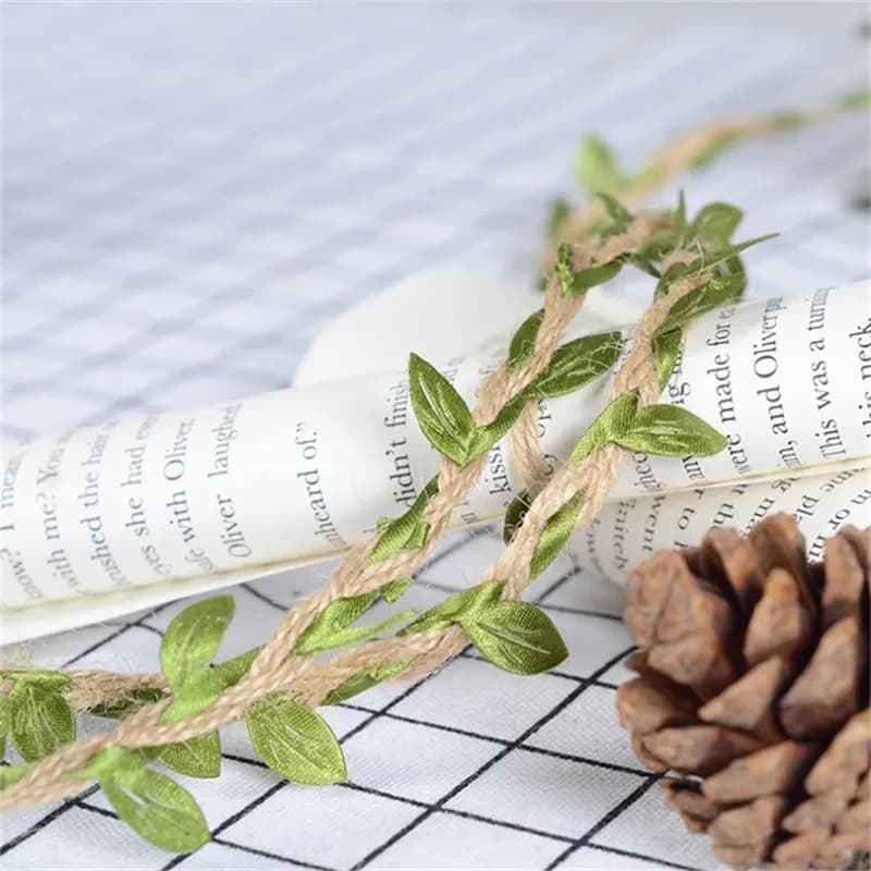 Hemp Rope With Fake Green Leaves Length 10 Meters Hunting Rifle Wrap Twine Camouflage Tree Stand Blind Cover - Image 3