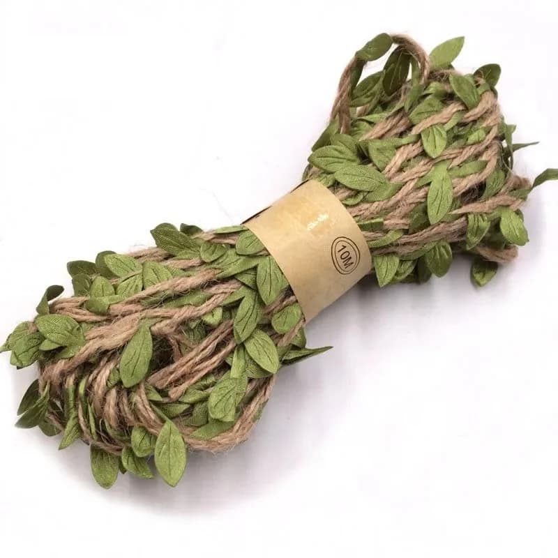 Hemp Rope With Fake Green Leaves Length 10 Meters Hunting Rifle Wrap Twine Camouflage Tree Stand Blind Cover - Image 6