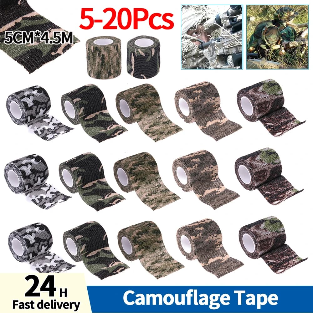 5-20Pcs Camouflage Tape Hunting Tape Army Camo Outdoor Shooting Blind Wrap Camouflage Stealth Tapes for Weapons Scopes Binocular - Image 1