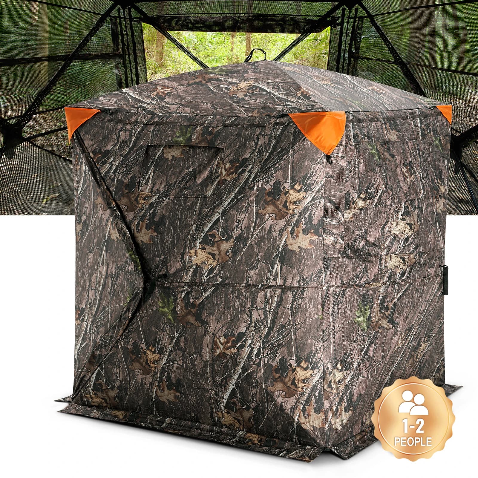 SucceBuy Hunting Blind 270° See Through Ground Blind 1-2 Person for Hunting See Through Mesh for Turkey and Deer Hunting - Image 1