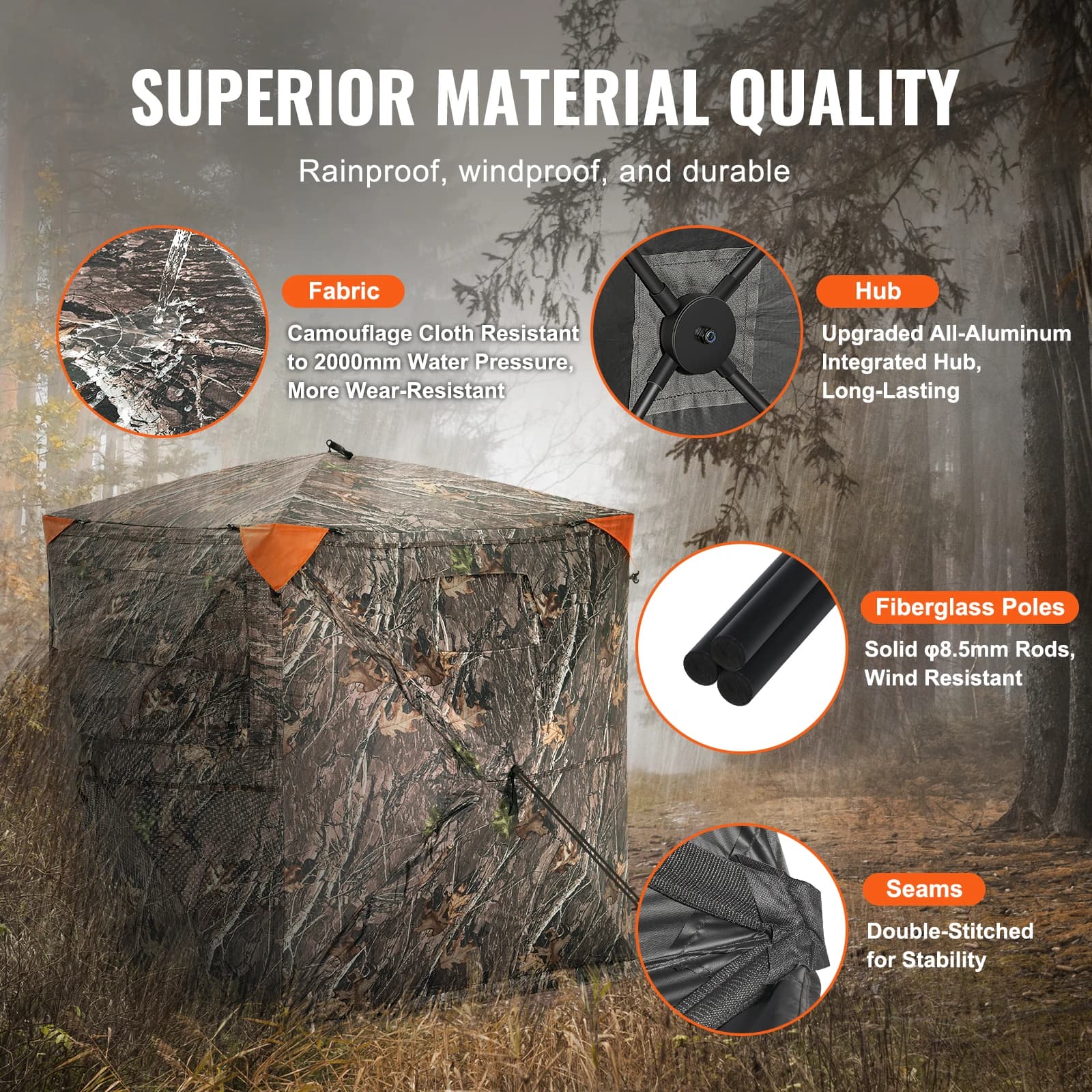 SucceBuy Hunting Blind 270° See Through Ground Blind 1-2 Person for Hunting See Through Mesh for Turkey and Deer Hunting - Image 4