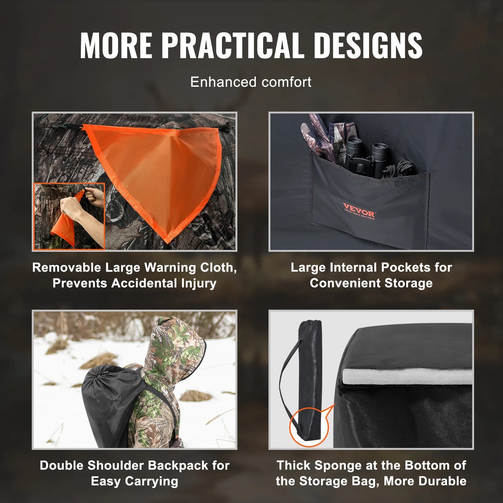 SucceBuy Hunting Blind 270° See Through Ground Blind 1-2 Person for Hunting See Through Mesh for Turkey and Deer Hunting - Image 5
