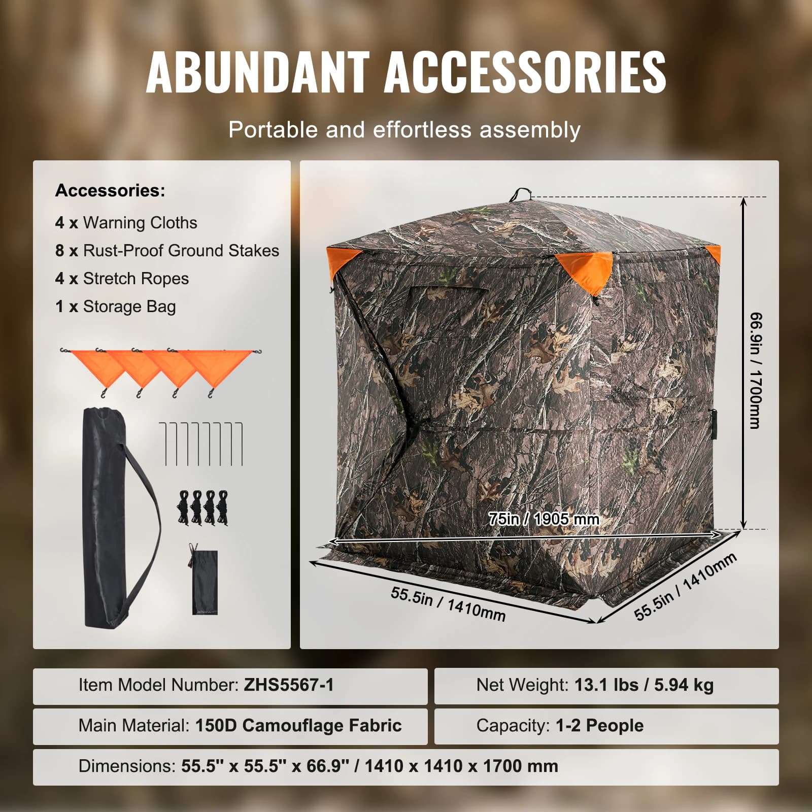 SucceBuy Hunting Blind 270° See Through Ground Blind 1-2 Person for Hunting See Through Mesh for Turkey and Deer Hunting - Image 6