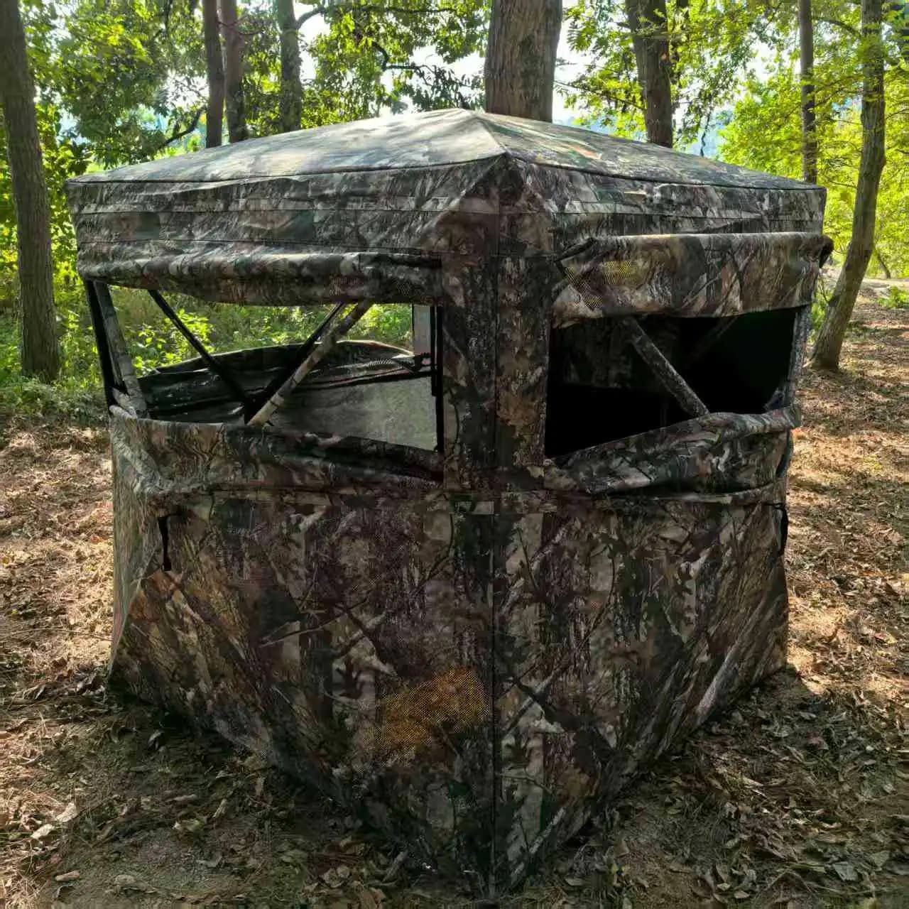 270° One-Way See-Through Hunting Blind Tent, Quick Setup Portable Outdoor Camping & Fishing Tent, Camouflage Privacy Shelter - Image 3