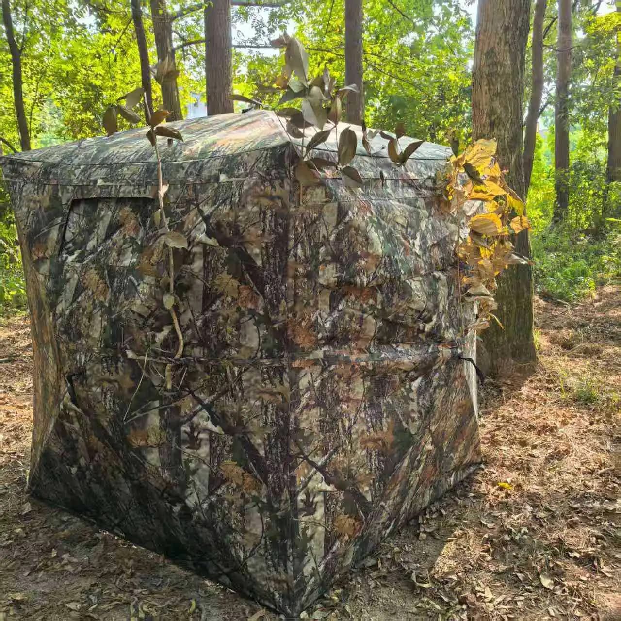 270° One-Way See-Through Hunting Blind Tent, Quick Setup Portable Outdoor Camping & Fishing Tent, Camouflage Privacy Shelter - Image 4