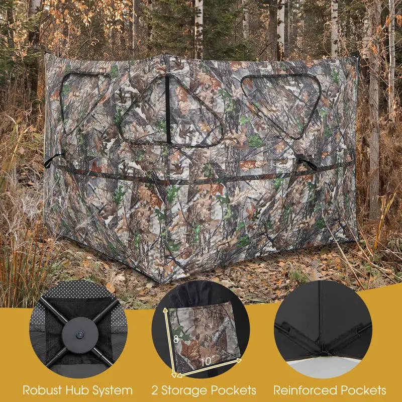 2-Panel Hunting Ground Blind Pop Up Fence with 3 Shoot Through Ports - Image 5