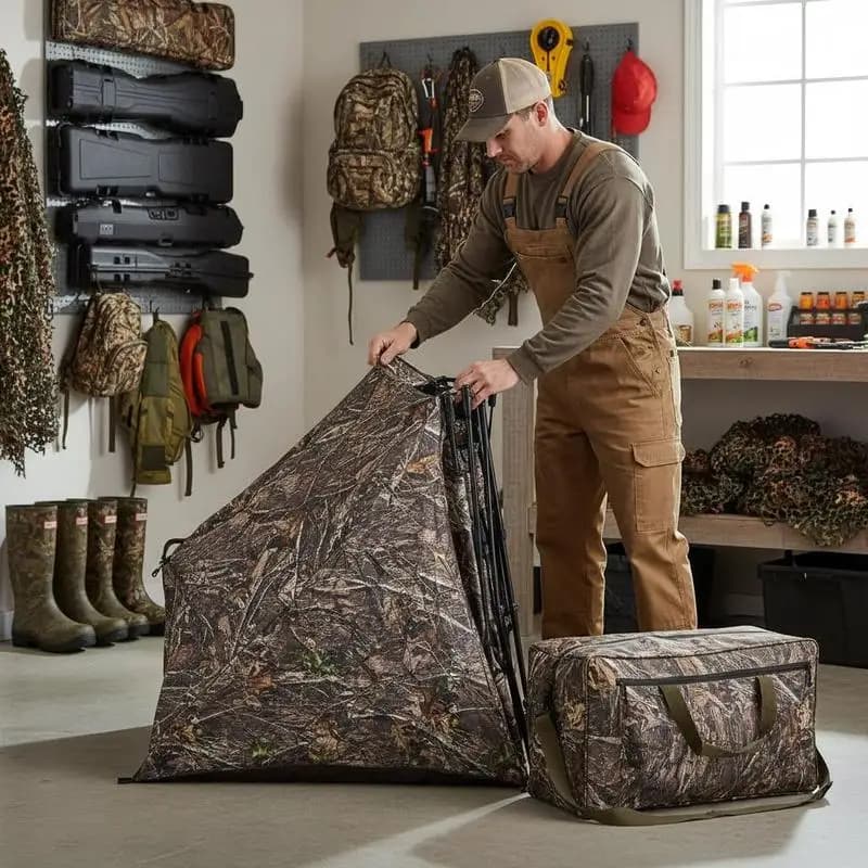 Hunting Blind 4-5 Person For Turkey Deer Hunting, Portable Camouflage Tent, Silent Magnetic Door Window, Durable Concealed Shelter, Compact Carrying Bag, 270 Degree Visibility - Image 4