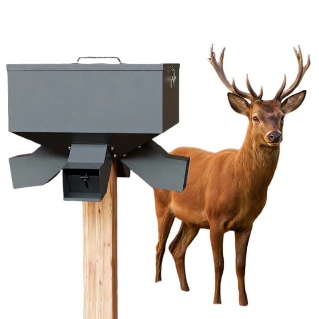 Gravity Deer Feeder, Automatic Feeding System, Portable with 4 Feeding Ports, Rain and Bite Resistant, 80 lbs Capacity - Image 1