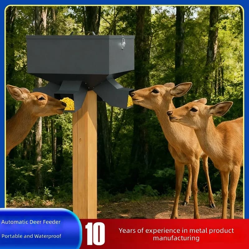 Gravity Deer Feeder, Automatic Feeding System, Portable with 4 Feeding Ports, Rain and Bite Resistant, 80 lbs Capacity - Image 2