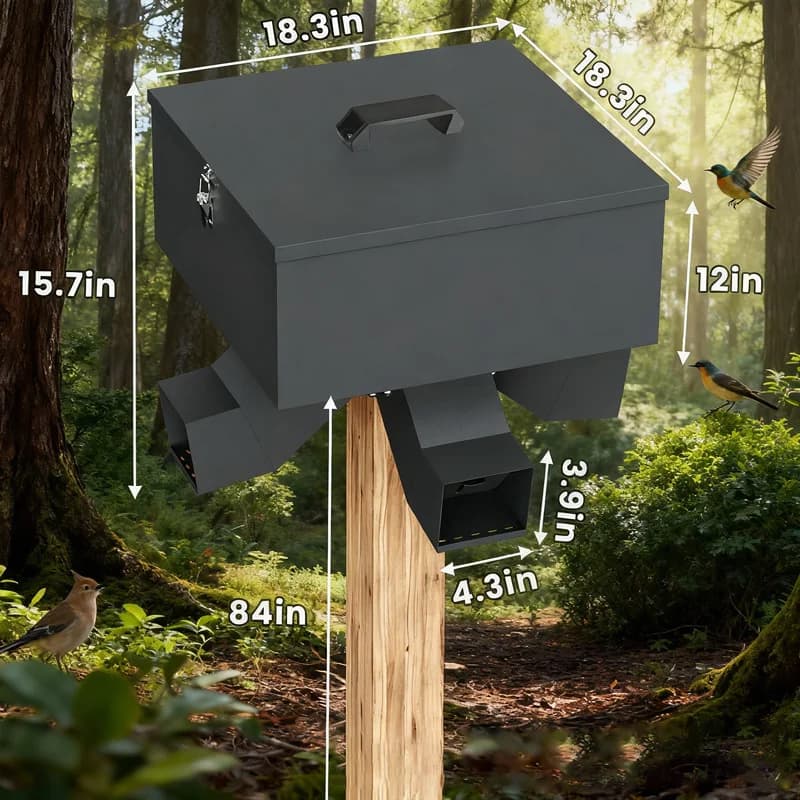Gravity Deer Feeder, Automatic Feeding System, Portable with 4 Feeding Ports, Rain and Bite Resistant, 80 lbs Capacity - Image 3