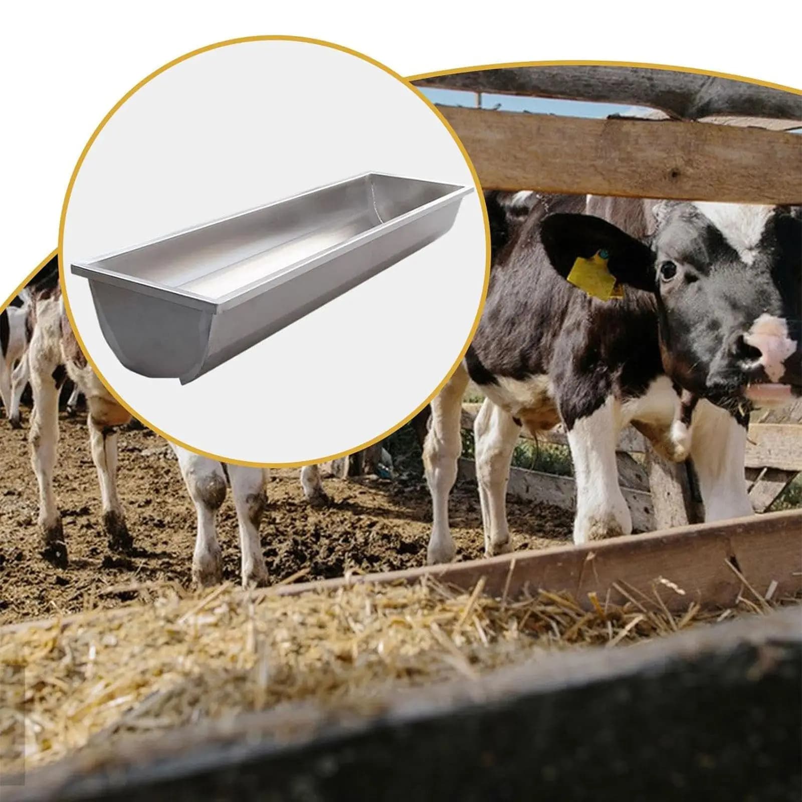 Durable Stainless Steel Feed Trough Livestock Feeder Waterer Heavy Duty for Sheep Goats Horses Cattle Deer - Image 4