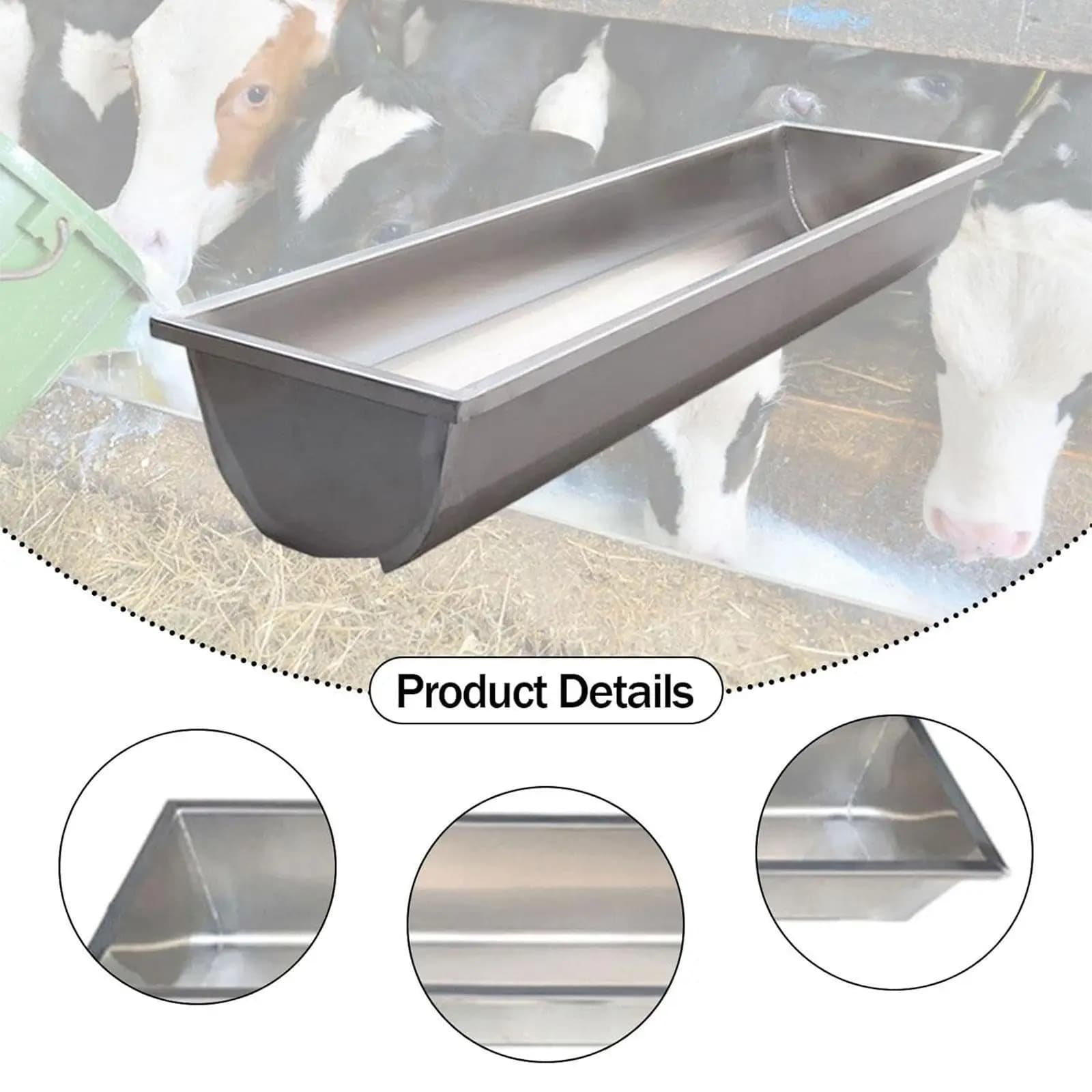 Durable Stainless Steel Feed Trough Livestock Feeder Waterer Heavy Duty for Sheep Goats Horses Cattle Deer - Image 5