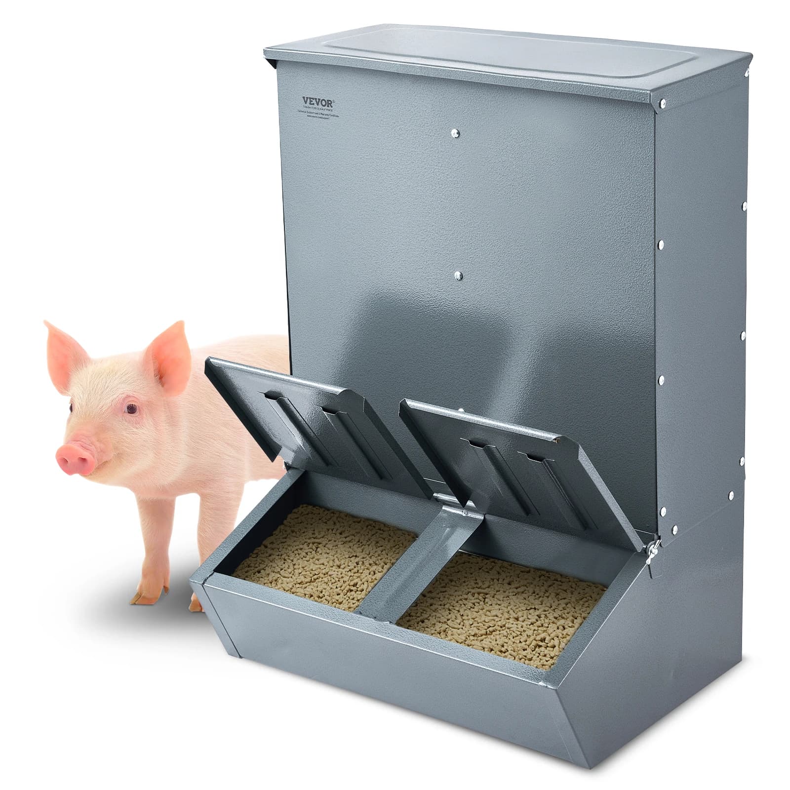SucceBuy Hog Feeder Heavy Duty Steel Piglets Feeder Multipurpose Trough Creep Feeder Outdoor Livestock Feeder Farm Accessory - Image 1