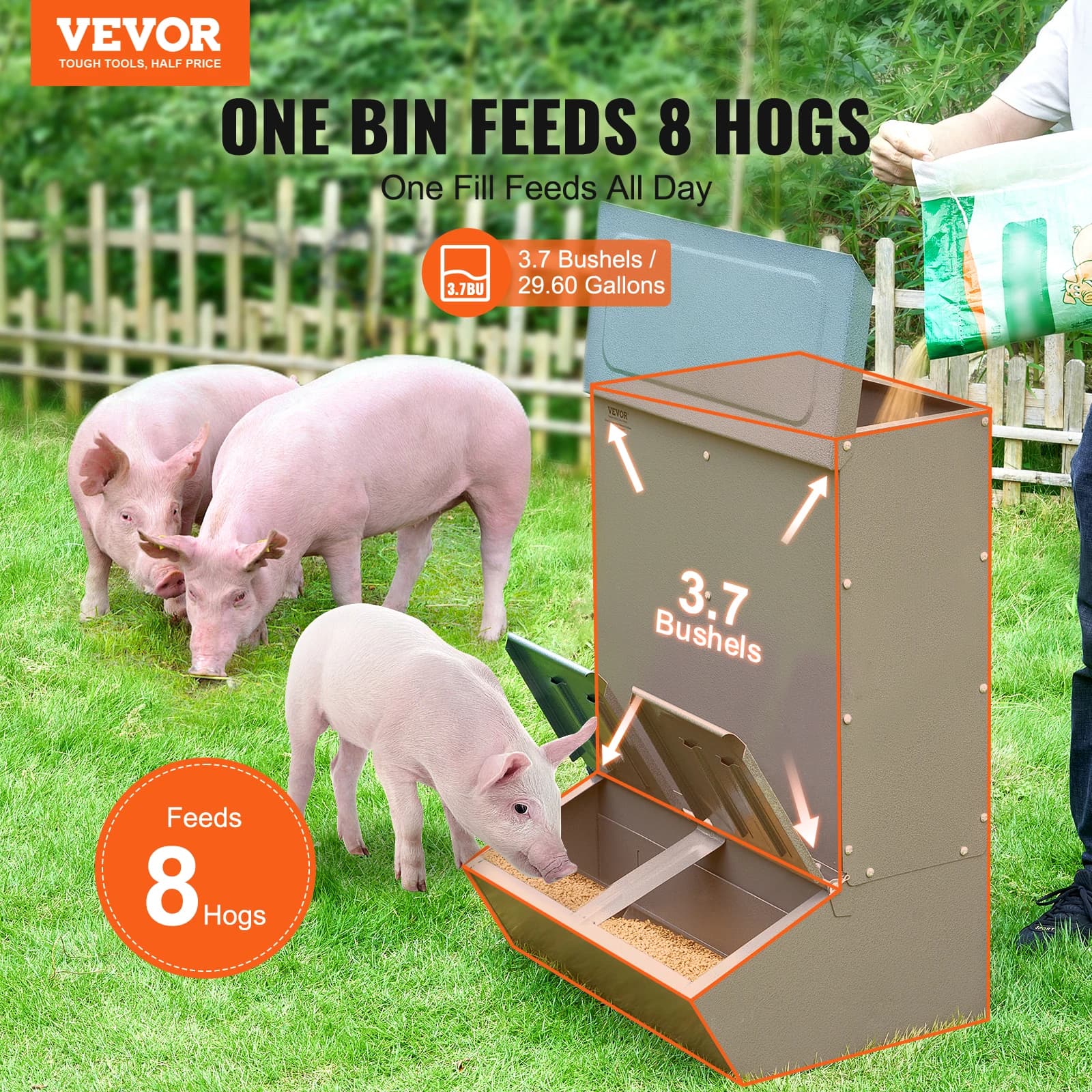 SucceBuy Hog Feeder Heavy Duty Steel Piglets Feeder Multipurpose Trough Creep Feeder Outdoor Livestock Feeder Farm Accessory - Image 2