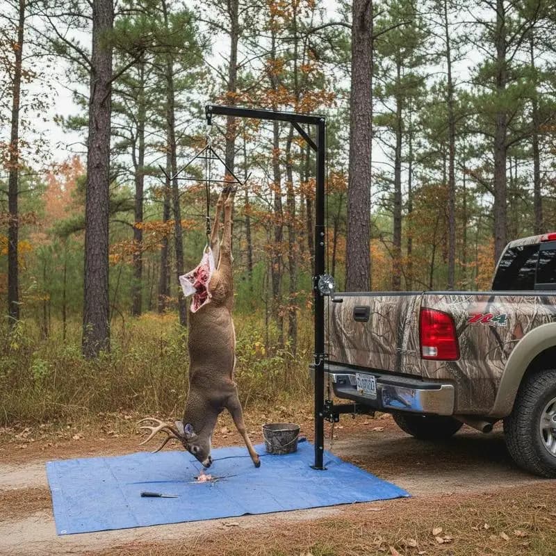Game Hoist 500 lbs For Hunting Deer, Truck Towing, Outdoor Processing, Adjustable Height, 360-Degree Swivel, 2-Inch Receiver, Gambrel Winch Included, Skin and Clean Game - Image 3