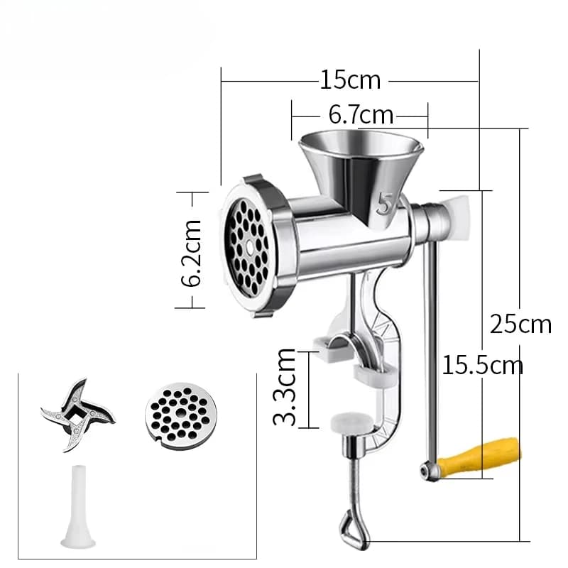 1pc Manual Meat Grinder Stainless Steel Hand Crank Food Processor with Table Clamps Multipurpose Kitchen Tool for Meat Vegetable - Image 3