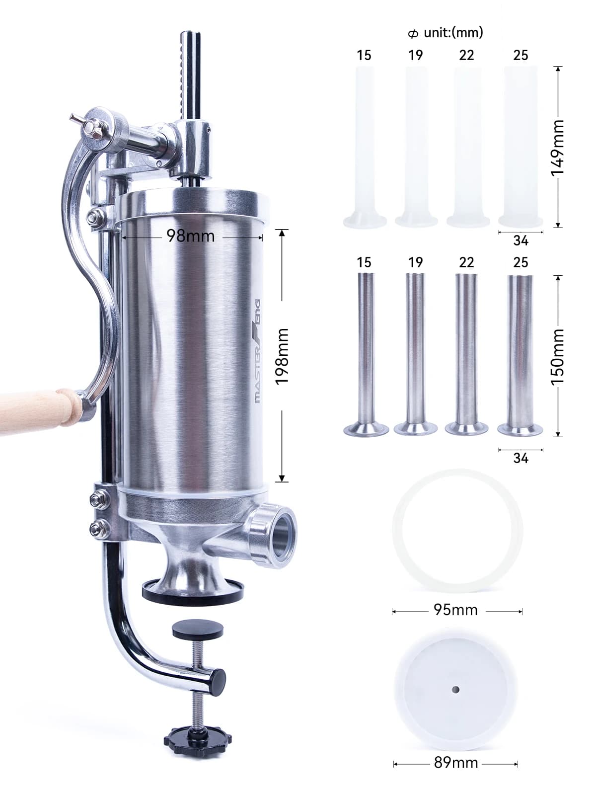 MASTER FENG Vertical Sausage Stuffer Homemade Manual Sausage Maker Sausage Meat Filling Machine - Image 4