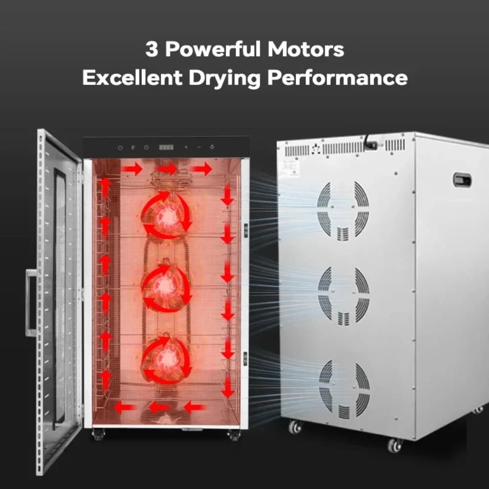 2000W Commercial Food Dehydrator 20 Trays Stainless Steel Jerky Maker 110V 220V Meat Fruit Dryer Machine 30-90℃ Pet Treat - Image 2