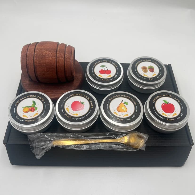 4/6 Flavors Whiskey Smoker Kit Classic Cocktail Infuser Set with Wood Chips Smoker for Bourbon Whiskey Gifts, Birthday Present - Image 1