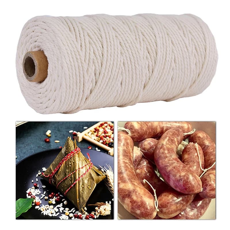 2mm Thick Butchers String Cotton Twine Meat Prep Trussing Turkey Barbecue Strings Meat Sausage Tie Rope Cord 100 Meters - Image 1