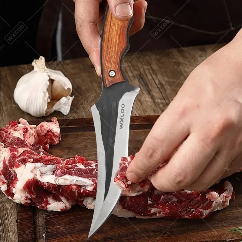 WXCOO Multifunctional Hand-Forged Kitchen Knife Stainless Steel BBQ Knife Butcher Knife Meat Cleaver for Household Cooking Tools - Image 4