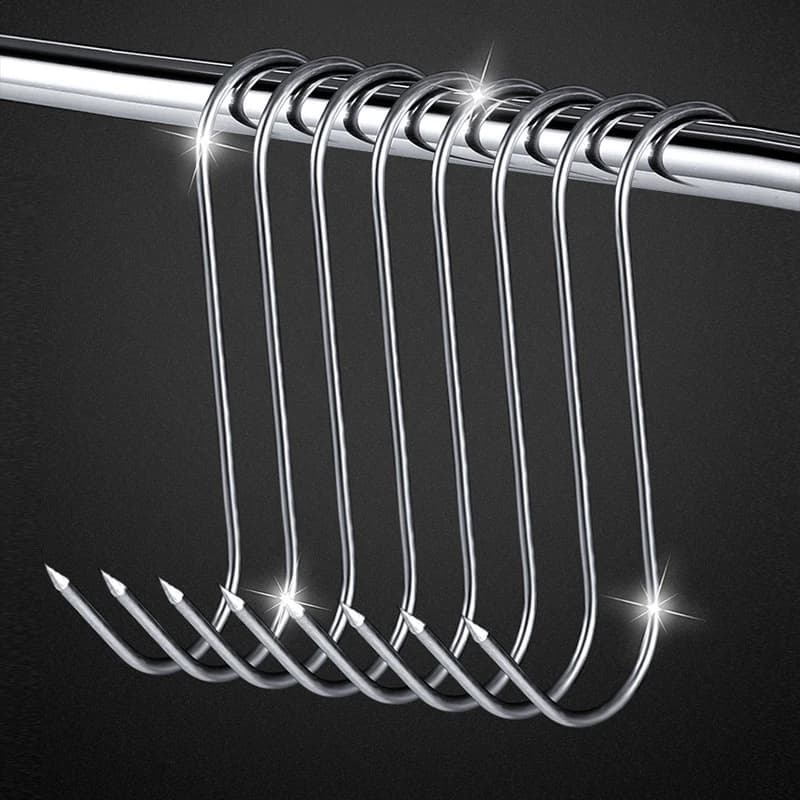 20PCS Stainless Steel S-shaped Hook Tool Butcher's Meat For Smoking Butchering Hunting Chicken BBQ Pork Sausage Bacon Grill Hook - Image 5